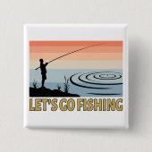 Badge Carré 5 Cm Allons pêcher (Devant)