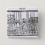 Badge Carré 5 Cm Allumage du Menorah<br><div class="desc">L'éclairage de l'école juive le Menorah (gravure sur bois) situé à une collection privée.</div>