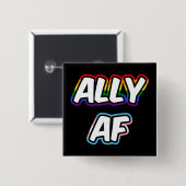 Badge Carré 5 Cm Ally AF II - Drapeau LGBTQ Gay Trans Queer Pride (Devant & derrière)
