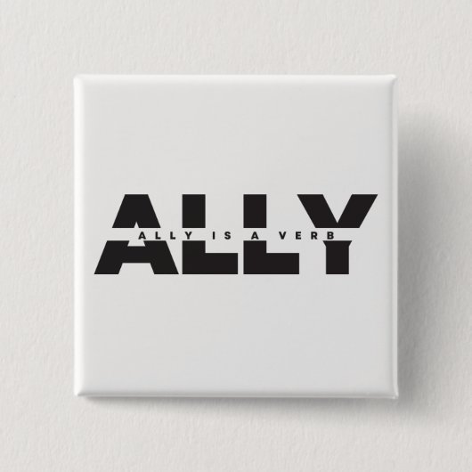 Badge Carré 5 Cm Ally est un bouton Verbe (Devant)