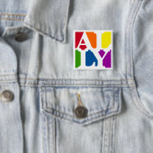 Badge Carré 5 Cm Ally Pop Square White Button (En situation)