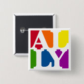 Badge Carré 5 Cm Ally Pop Square White Button (Devant & derrière)