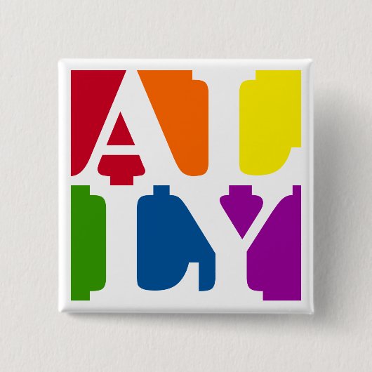 Badge Carré 5 Cm Ally Pop Square White Button (Devant)