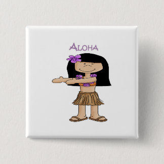 Badge Carré 5 Cm Aloha fille