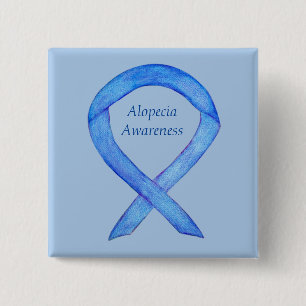 Badge Carré 5 Cm Alopecia Awareness Ribbon Custom Art Pin