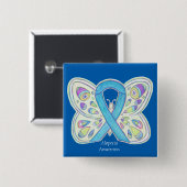 Badge Carré 5 Cm Alopecia Butterfly Awareness Ribbon Custom Art Pin (Devant & derrière)