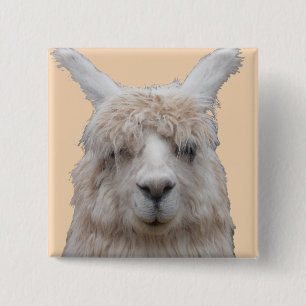 Badge Carré 5 Cm Alpaca du Pérou Bouton personnalisable