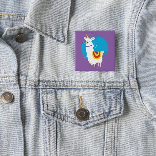 Badge Carré 5 Cm Alpaca Unicorn (En situation)