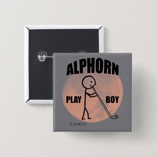 Badge Carré 5 Cm Alphorn Play Boy (Devant & derrière)