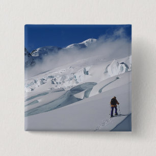 Badge Carré 5 Cm Alpiniste sur le glacier Tasman dans le mont