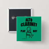 Badge Carré 5 Cm Alto Clarinet Jouer Garçon (Devant & derrière)