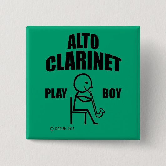 Badge Carré 5 Cm Alto Clarinet Jouer Garçon (Devant)
