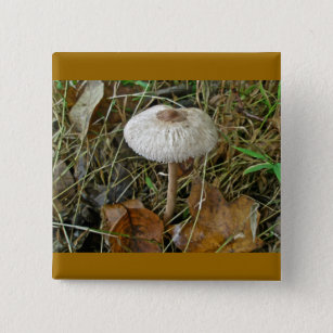 Badge Carré 5 Cm Amante de champignons de parasol blanc
