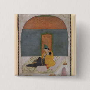Badge Carré 5 Cm Amants sur une terrasse, Garhwal, c.1780-1800