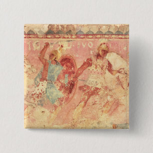 Badge Carré 5 Cm Amazone combattant un guerrier grec