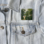 Badge Carré 5 Cm Aménagez en parc avec le cupidon visant une flèche (En situation)