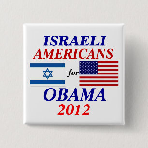 Badge Carré 5 Cm Américains israéliens pour Obama