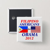 Badge Carré 5 Cm Américains philippins pour Obama (Devant & derrière)