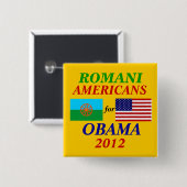 Badge Carré 5 Cm Américains Romani pour Obama (Devant & derrière)
