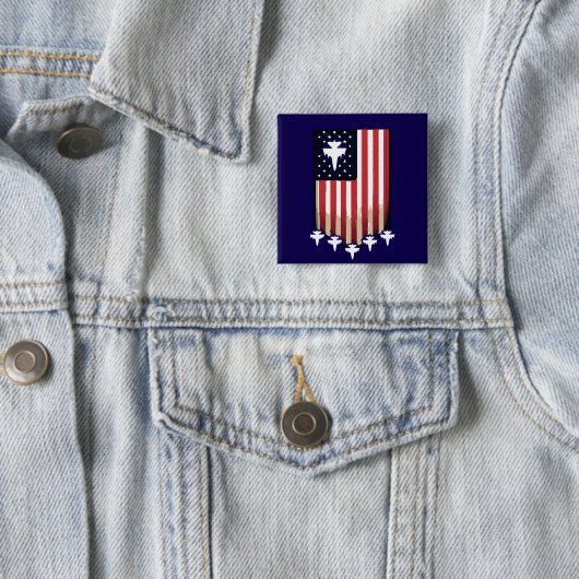 Badge Carré 5 Cm American Flag 4th of July-65079 (En situation)
