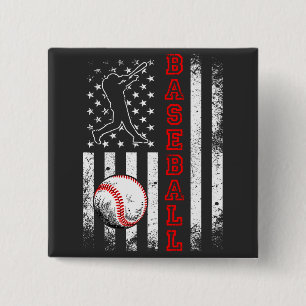 Badge Carré 5 Cm American Flag Baseball Team Vintage Funny Carré