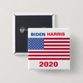 BADGE CARRÉ 5 CM AMERICAN FLAG BIDEN HARRIS 2020 (Devant & derrière)