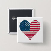 Badge Carré 5 Cm American Flag Heart (Devant & derrière)