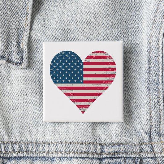 Badge Carré 5 Cm American Flag Heart