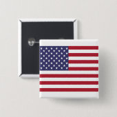 Badge Carré 5 Cm American Flag Pin Button (Devant & derrière)