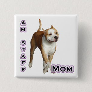 Badge Carré 5 Cm American Staffordshire Mom 4 - Bouton
