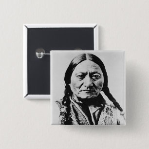Badge Carré 5 Cm Amérindien : Lakota Sitting Bull Fort Buford