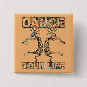 Badge Carré 5 Cm Amérindiens Kokopelli - Danse ta vie 1