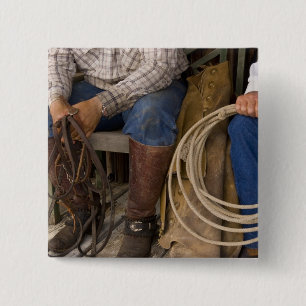 Badge Carré 5 Cm Amérique du Nord, États-Unis. Cowboys se détendant