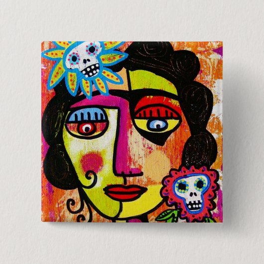 Badge Carré 5 Cm Amethyst Sugar Sull Frida par SilberZweigArts (Devant)