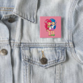 Badge Carré 5 Cm Amis (En situation)