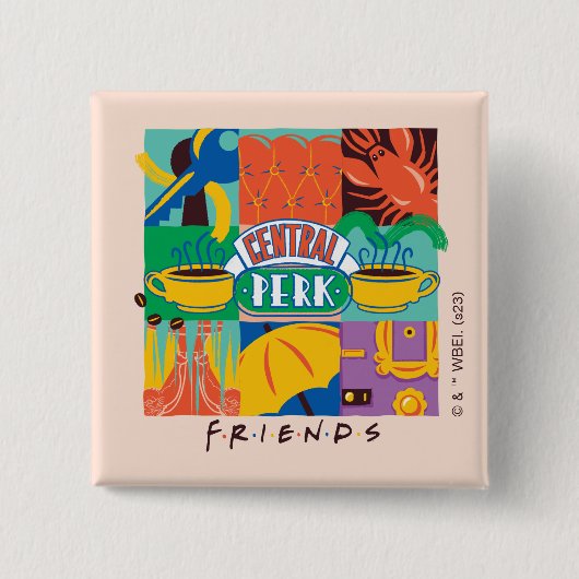Badge Carré 5 Cm AMIS™ | Central Perk Vibrant Graphic (Devant)