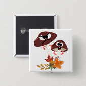 BADGE CARRÉ 5 CM AMIS CHAMPIGNONS (Devant & derrière)