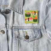 Badge Carré 5 Cm Amis de sushi (En situation)