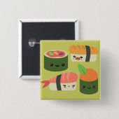 Badge Carré 5 Cm Amis de sushi (Devant & derrière)