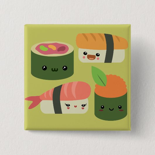 Badge Carré 5 Cm Amis de sushi (Devant)