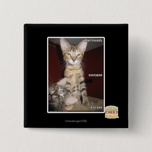Badge Carré 5 Cm Amis d'idiot (Devant)