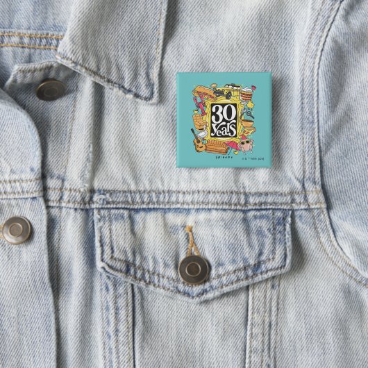 Badge Carré 5 Cm AMIS™ | Graphique de 30 ans (En situation)
