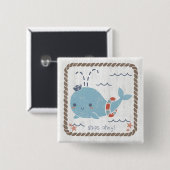 Badge Carré 5 Cm Amis nautiques - Baleine (Devant & derrière)
