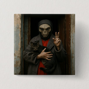 Badge Carré 5 Cm Amour Alien