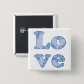 Badge Carré 5 Cm Amour - bouton (Devant & derrière)
