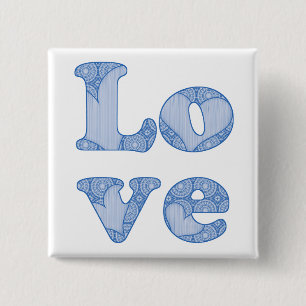 Badge Carré 5 Cm Amour - bouton
