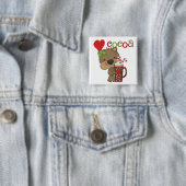 Badge Carré 5 Cm Amour de cacao d'ours de fille (En situation)