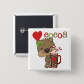 Badge Carré 5 Cm Amour de cacao d'ours de fille (Devant & derrière)