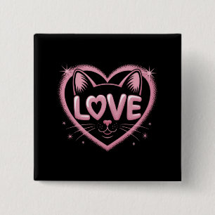 Badge Carré 5 Cm Amour de chat scintillant