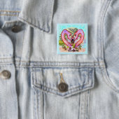 Badge Carré 5 Cm Amour de flamingo (En situation)